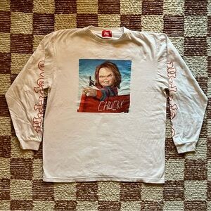 Overprint Chucky Child’s Play Long Sleeve White Graphic T Shirt Streetwear AOP